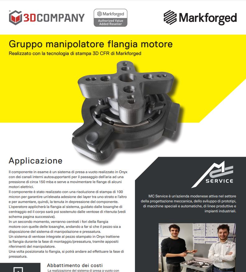 Caso di successo stampa 3d - 3d company - markforged